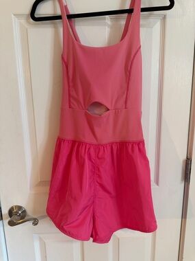TCEC Hot Pink Active Tank Romper with Front Cutout